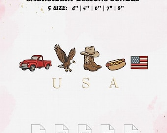 America Embroidery File, 4th july Funny Summer Embroidery Design, 5 Size.