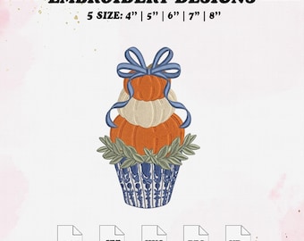 Chinoiserie Topiary Pumpkin Embroidery Design, Halloween Embroidery File, 5 Size.