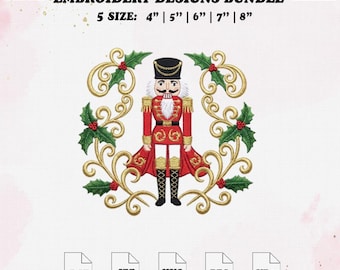 Christmas Nutcracker Embroidery Designs, Nutcracker Embroidery file, Holiday Ballet, 5 Size.