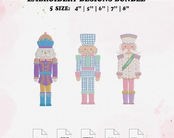 Set 3 Christmas Nutcracker Embroidery Designs, Nutcracker Embroidery file Bundle, Holiday Ballet, 5 Size.