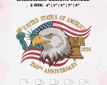 America Eagle Embroidery File, 4th july Funny Summer Embroidery Design, 5 Size, Instant Download.