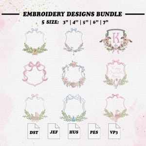 Broderidesign med rampaket, broderifil med monogramrosett, storlek 5, omedelbar nedladdning.