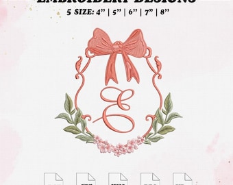 Floral  Embroidery File, Baby Shower Monogram Embroidery Design, 5 Size.