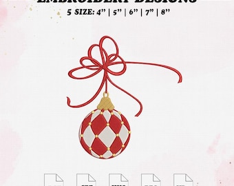 Christmas Ornament Embroidery Designs, Xmas Embroidery file, Holiday Ballet, 5 Size.