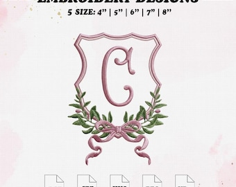 Floral Embroidery File, Baby Monogram Embroidery Design, 5 Size.