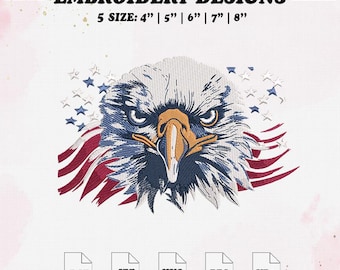 America Eagle Embroidery File, 4th july Embroidery Design, 5 Size, Instant Download.