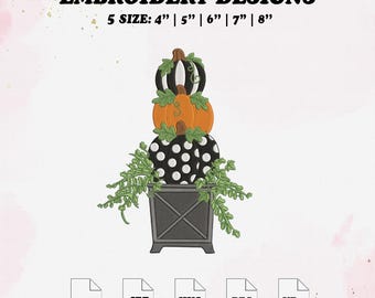 Topiary Pumpkin Embroidery Design, Spooky Season Embroidery File, 5 Size, Instant Download.