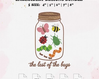 Insect Embroidery Design, Sad Bug Summer Embroidery Designs, 5 Size, Instant Download.