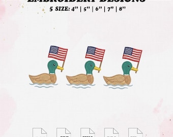 USA Mallard Duck Embroidery Design, Baby Duck Embroidery File, 5 Size.