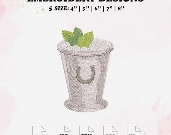 Julep Embroidery Design, Kentucky Derby Embroidery File, 5 Size, Instant Download.