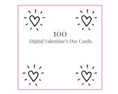 100 Valentine Cards Printable Digital Valentine's day Cards Instant Downloads