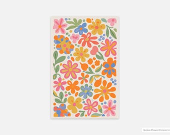 Flower Forever #1 (Series) Poster - Modern Botanical Print Colorful Flower Wall Art Scandinavian Boho Decor Minimalist Poster