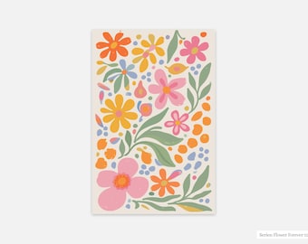 Flower Forever #2 (Series) Poster - Modern Botanical Print Colorful Flower Wall Art Scandinavian Boho Decor Minimalist Poster