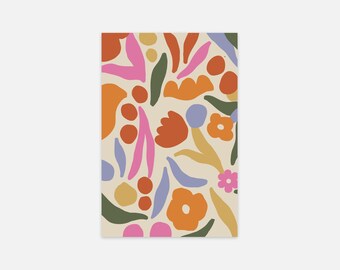 Abstract Floral Poster Colorful Botanical Print Modern Art Print Scandinavian Style Wall Art Minimalist Flower Poster Boho Decor
