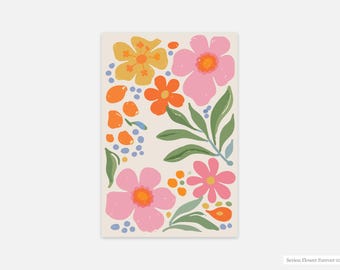 Flower Forever #3 (Series) Poster - Modern Botanical Print Colorful Flower Wall Art Scandinavian Boho Decor Minimalist Poster