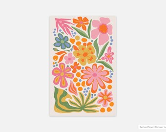 Flower Forever #4 (Series) Poster - Modern Botanical Print Colorful Flower Wall Art Scandinavian Boho Decor Minimalist Poster