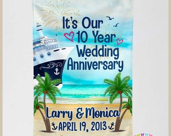 It's Our (number) Year Anniversary - Cruise Door Decoration - PERSONALIZED - Banner - Flag - Standard or Premium Fabric - CF028