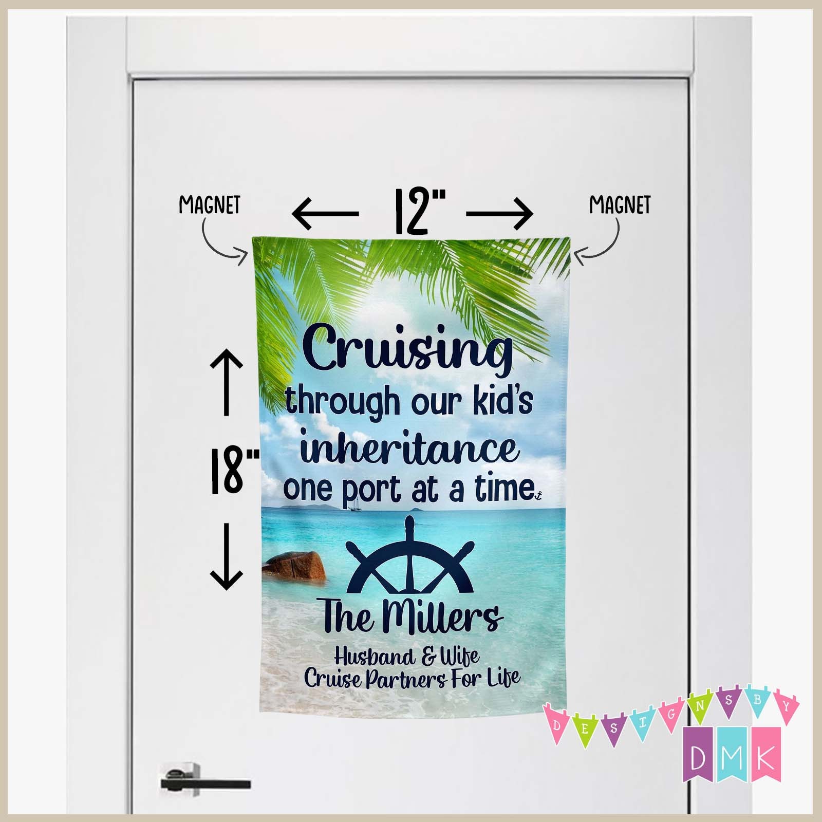 Cruising Through Our Kids Inheritance One Port at a Time Cruise Door Decor  PERSONALIZED Banner Flag Standard or Premium Fabric CF031 