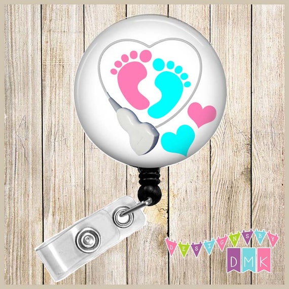 Transducer Heart With Baby Feet White Button Badge Reel