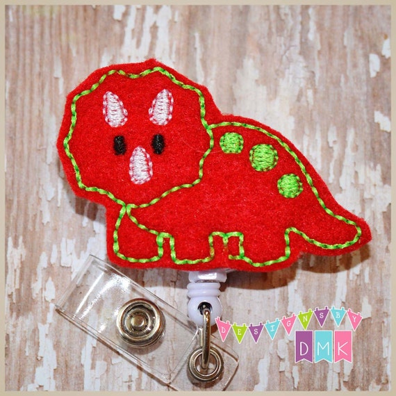 Cute Lil Triceratops Dinosaur Red & Lime Felt Badge Reel Embroidered  Retractable ID Badge Holder Alligator or Slide Clip -  Canada