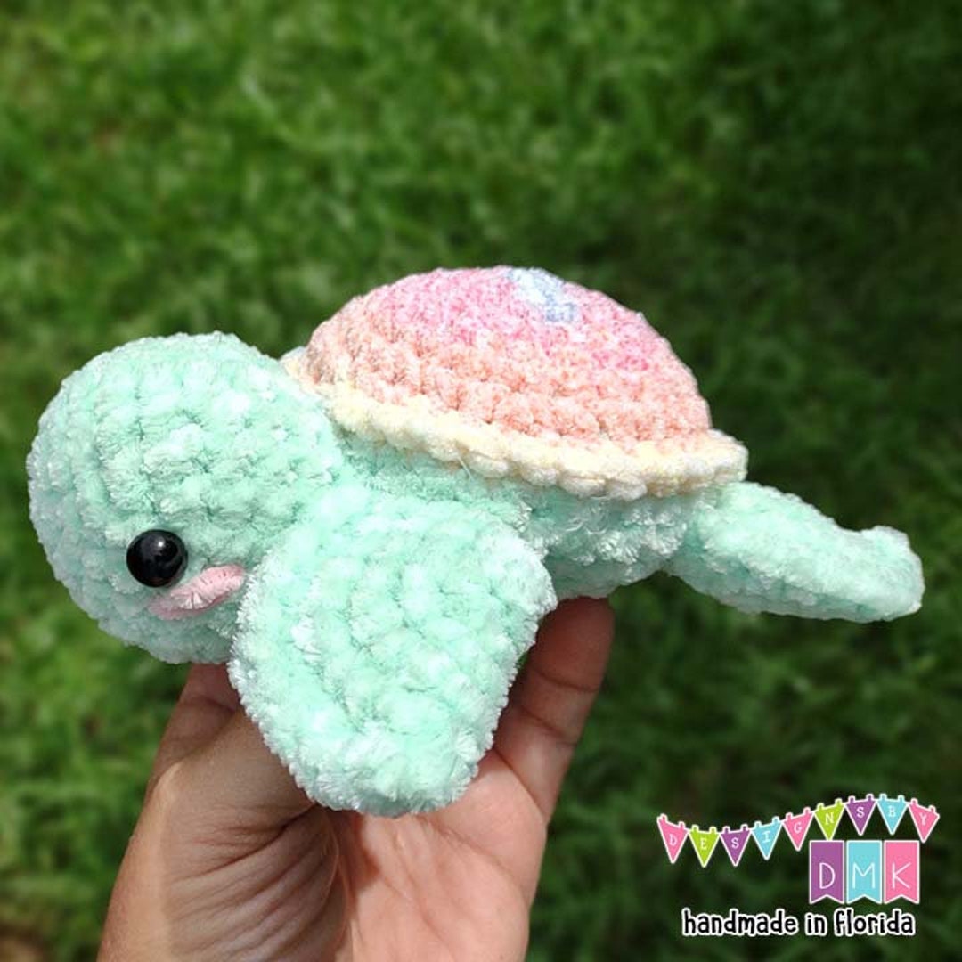 Sea Turtle Plushie - Tiny - Chenille - Handmade Crocheted - Mint & Tye ...