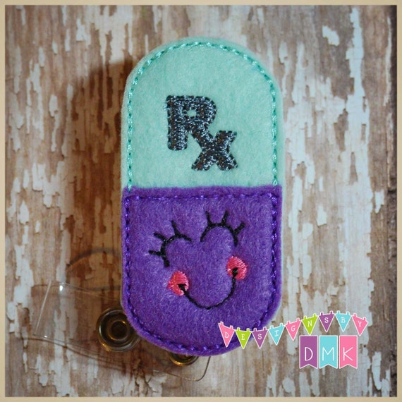 Rx HAPPY Pill Capsule Mint & Purple Felt Badge Reel Pharmacist Pharmacy  Tech Retractable ID Badge Holder Alligator or Slide Clip -  Finland