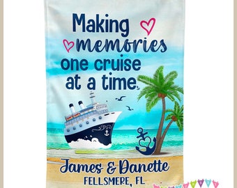 Making Memories one Cruise at a Time - Cruise Door Decoration - PERSONALIZED - Banner - Flag - Standard or Premium Fabric - CF105