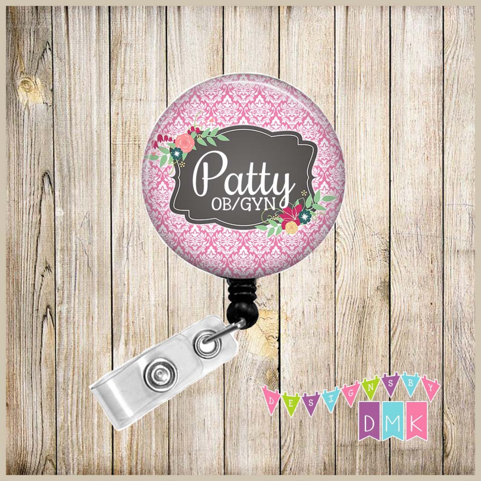 OBGYN You Choose Credentials PERSONALIZED Pink Damask | Etsy
