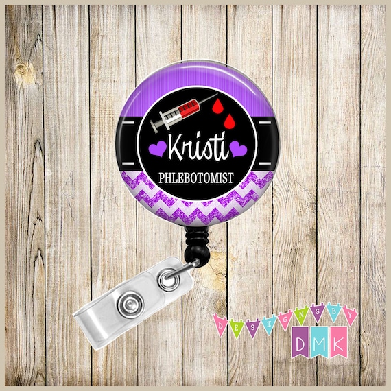 Buy Personalized Phlebotomist Phlebotomy Glitter Chevron Button Badge Reel  Retractable ID Holder Alligator or Slide Clip Unique Gift Online in India 
