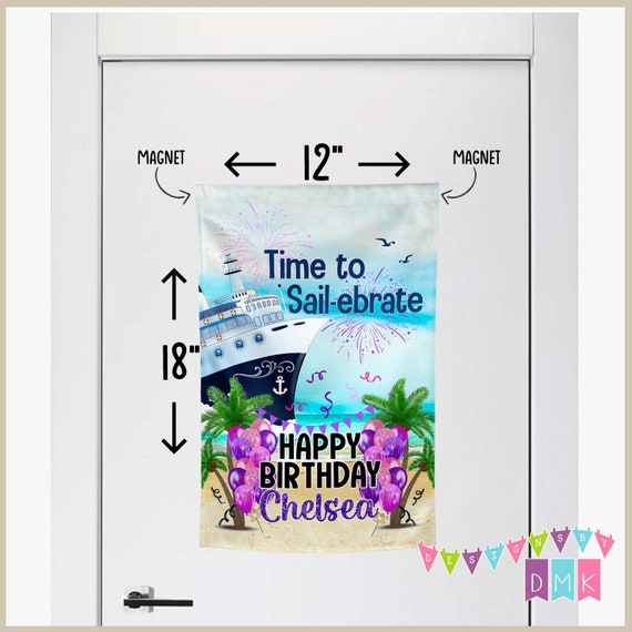 Time to Sail-ebrate - Happy Birthday - Pink Purple - Cruise Door