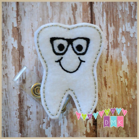 Tyler the Tooth Felt Badge Reel Retractable ID Holder Embroidered Name Tag  Alligator or Slide Clip -  Canada