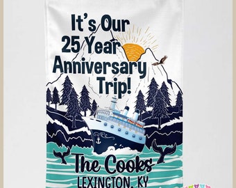 It's Our (number) Year Anniversary Trip - Mountains - Whales - PERSONALIZED - Banner - Flag - Standard or Premium Fabric - CF057