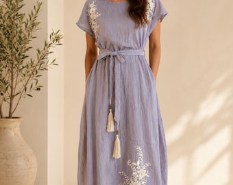 Embroidered boho maxi dress