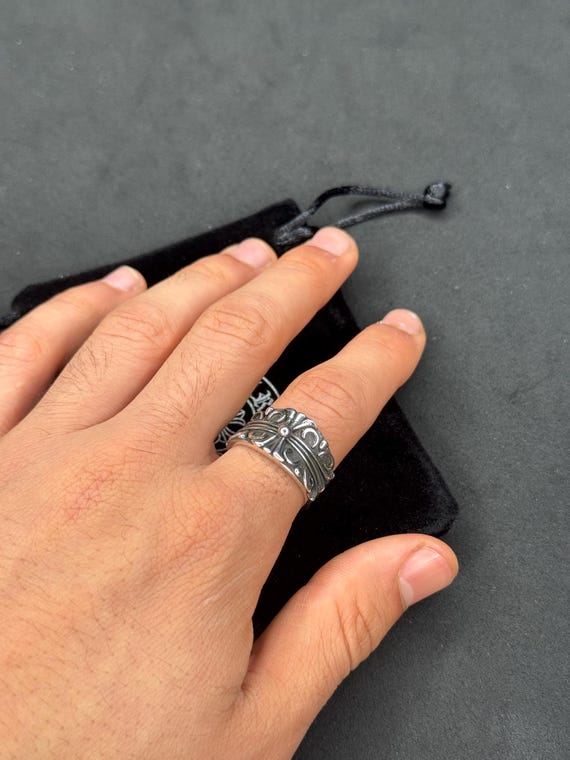 Statement Ring Gothic Style Silver Vintage Stainl… - image 4