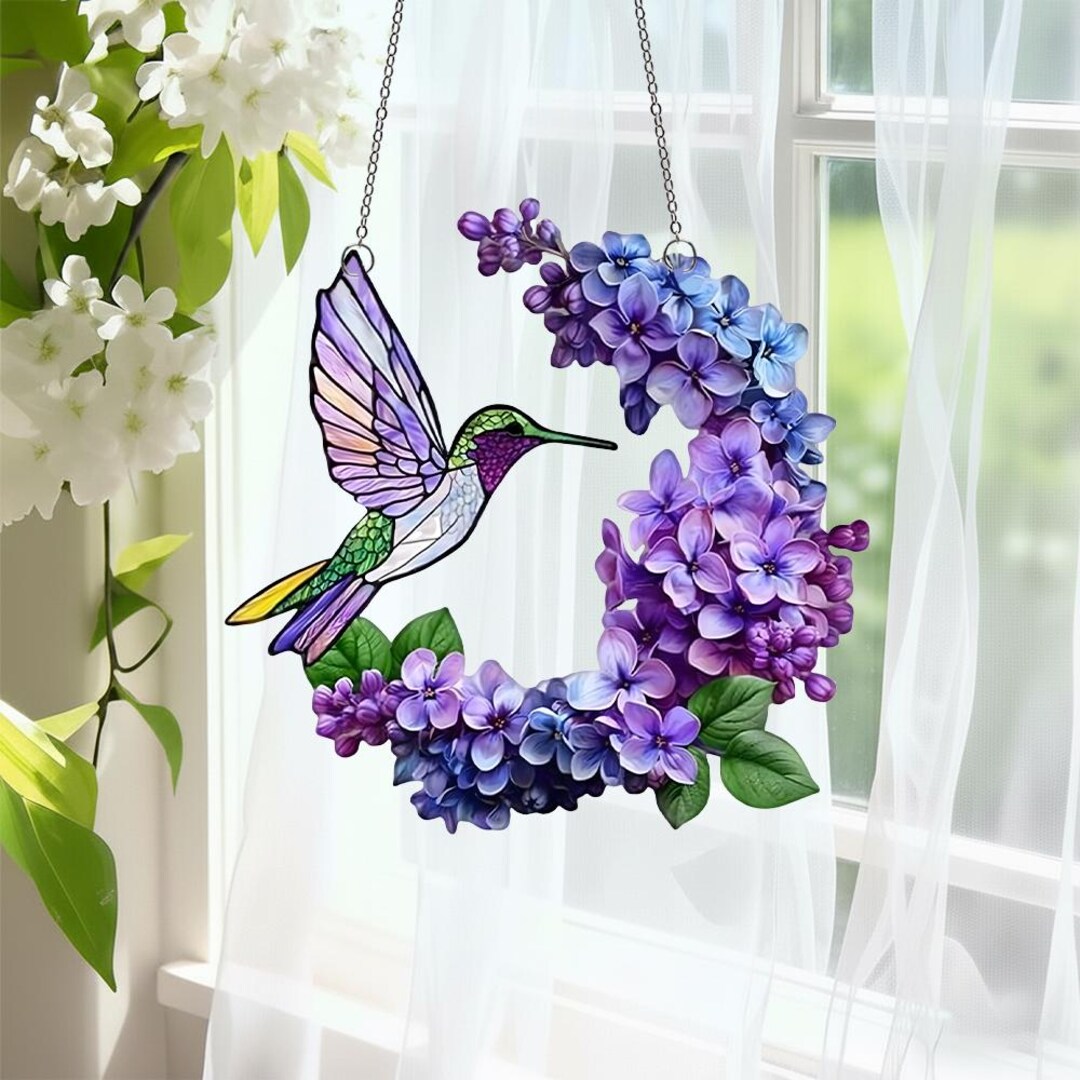 Hummingbird Suncatcher,stained Glass Sun Cather for Window Hanging ...