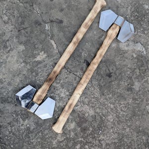 Set of 2 Handmade Wooden Handle Axes Heavy Duty Outdoor Tool Camping and Garden Ax KS Enterprises