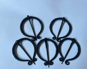 Hand Forged Iron Penannular Brooch, Viking Cloak Pin, Celtic Shawl Fastener, Medieval Renaissance Costume Jewelry, Wrought Iron Fibula
