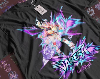 Camiseta unisex de manga corta con gráficos de Genshin Impact de Varesa