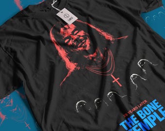 28 años después - Camiseta de la película El Templo del Hueso: Camiseta gráfica de terror vintage