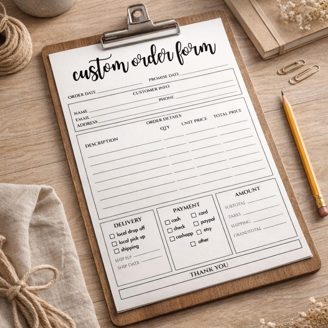 Order Form Custom Editable Template for Small Business | Printable ...