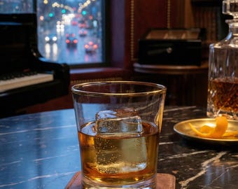 Altair Tumbler (Whiskey Glass), Lead-Free Crystal Rocks Glass, 24K Gold Rim, Luxury Bourbon Old Fashioned, Gift