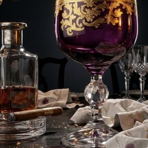 Roccare Cordial Goblet | Handcrafted Gold-Overlay Colored Glass | Luxury Liqueur Glass | 6 Color Options + Full 6-Color Set image 2