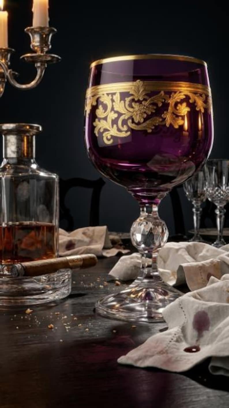 Roccare Cordial Goblet | Handcrafted Gold-Overlay Colored Glass | Luxury Liqueur Glass | 6 Color Options + Full 6-Color Set image 2