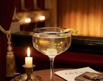 Platora Coupe Glass, Platinum Rim Lead-Free Crystal, Champagne Coupe Cocktail Glass, Elegant Barware for Toasts, Host Gift