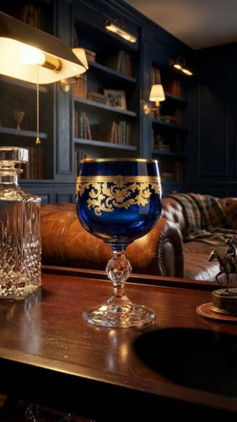 Roccare Cordial Goblet | Handcrafted Gold-Overlay Colored Glass | Luxury Liqueur Glass | 6 Color Options + Full 6-Color Set image 12