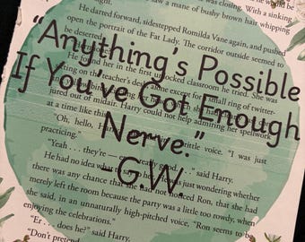 Impresión de la página del libro de Harry Potter con cita de Ginny Weasley, decoración de pared
