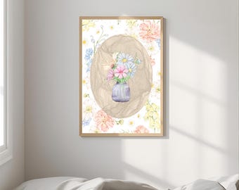 Cottage Core Floral Gallery Wall Print Digital PNG Art
