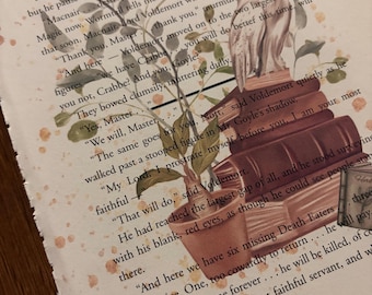 Decoración de pared con impresión de búho de herbología y página de libro de Harry Potter
