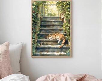 Arte digital en PDF de la página del libro de Harry Potter: Gato en las escaleras