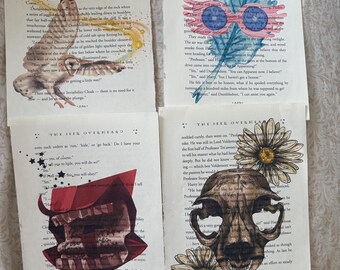 Paquete de dos impresiones de arte de páginas de libros de Harry Potter para decoración de pared